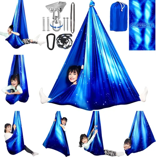 Miniatura 8 de HiCamer Columpio Sensorial de Doble Capa para Niños y Adultos Soporta hasta 300 libras Columpio de Terapia de Abrazo para Interiores y Exteriores