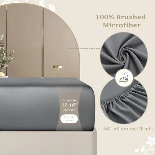 Miniatura 3 de FreshCulture Sábana Bajera Ajustable Twin XL Solamente – Sábana Bajera Ajustable de Calidad Premium de Hotel para Cama Twin XL – Microfibra Gris
