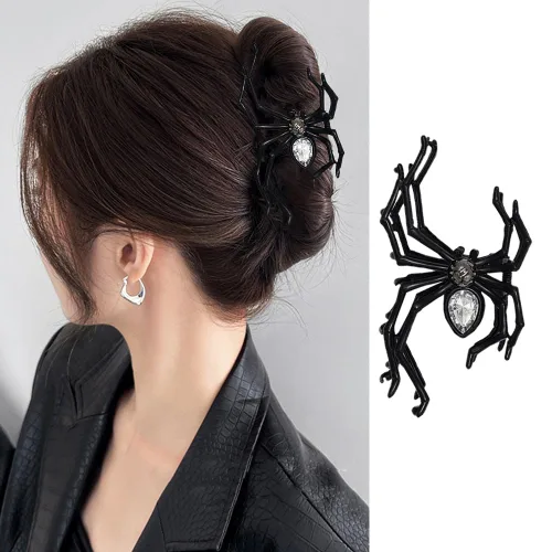 Miniatura 13 de Pinzas de pelo de mano de esqueleto de moda, grandes, sin arrugas, de metal, negro, punk, pasadores para mujeres y niñas, accesorios de peinado