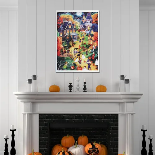 Miniatura 6 de Rompecabezas de Halloween de 500 piezas para adultos, rompecabezas de ciudad de Halloween, rompecabezas desafiante perfecto para noches