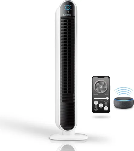 Miniatura 10 de Lasko Aria™ T40733 Ventilador de torre inteligente WiFi de 5 velocidades de 40 pulgadas con modo oscuro: negro
