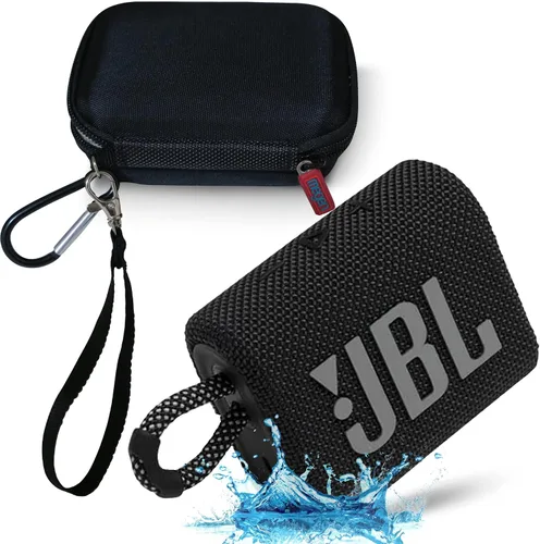 JBL GO 3 Paquete de altavoz Bluetooth ultra portátil impermeable con funda rígida Megen (negro)