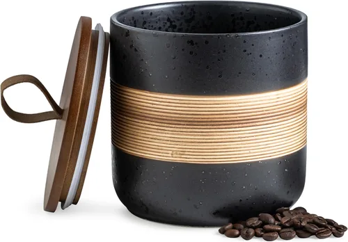 Miniatura 18 de Miamolo Tarro pequeño de cerámica con tapa, recipiente de café, recipiente de café, tarros de almacenamiento de alimentos para bolsa de té