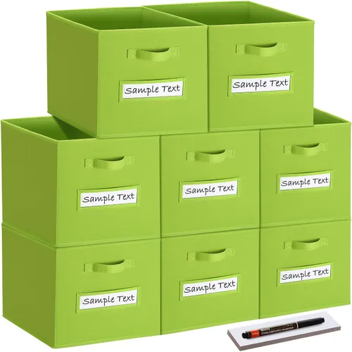 Miniatura 9 de Cubos de almacenamiento de tela (juego de 8) cubos de almacenamiento de 11 pulgadas, cubos de almacenamiento con 8 etiquetas, tarjetas de ventana