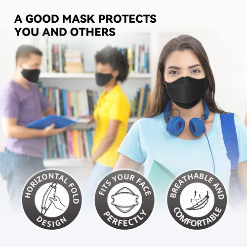 Miniatura 6 de Keangs - KN95 - Mascarillas faciales desechables suaves y cómodas para adultos y adolescentes, paquete de 50 unidades, color negro