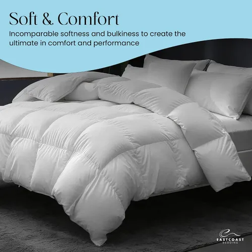 Miniatura 6 de East Coast Bedding Cozy Dream - Edredón de plumón de ganso y plumas, tamaño matrimonial, 76 x 86 pulgadas, edredón de plumas refrescantes para todas