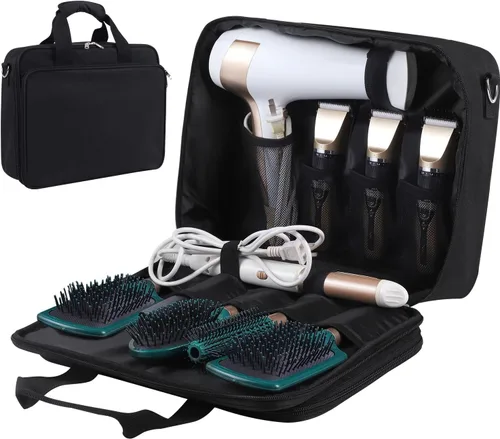 Estuche de transporte para secador de pelo de barbero - Bolso de viaje para estilista con almacenamiento para secador de pelo y equipo de salón