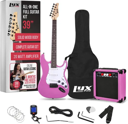 Miniatura 23 de LyxPro Kit completo de guitarra eléctrica de 39 pulgadas para principiantes, tamaño completo con amplificador de 20 W, el paquete incluye todos