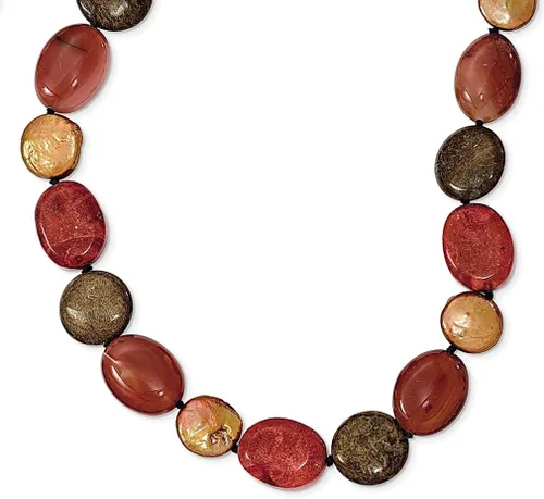 Collar de plata de ley 925 con diseño de ojo de tigrecornalina coral reconsaintperlas cultivadas en agua dulce dije de piedra natural concha madera