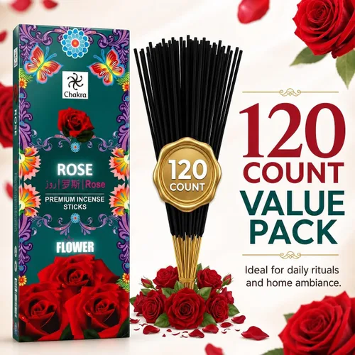 Miniatura 7 de Varillas de incienso de rosa roja – 120 unidades Aroma de rosa floral de larga duración Incienso perfumado para fragancia del hogar, meditación
