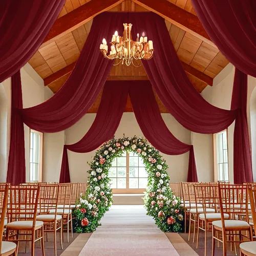 Miniatura 16 de Cortinas de techo verdes para cortinas de boda para techo, tela drapeada, 2 paneles de 5 x 20 pies, cortinas de tela para cortinas de arco de boda