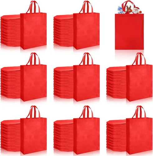 Miniatura 9 de Silkfly 120 bolsas de mano no tejidas a granel de 11.8 x 4 x 15 pulgadas, bolsas de regalo grandes reutilizables de tela con asas (negro)