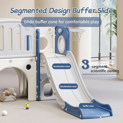 Miniatura 3 de Tobogán 8 en 1 para niños pequeños, tobogán escalador para niños con espacio de almacenamiento y escalones antideslizantes, juego para interiores