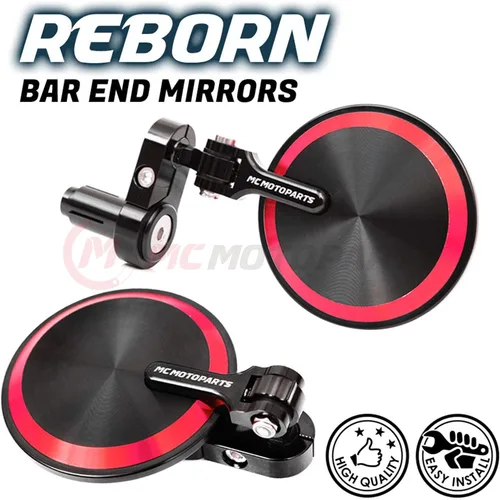 Miniatura 4 de MC Motoparts Espejos de barra CNC Red Reborn compatibles con Z650 Z1000 Z900 Z900rs Z300 Ninja 400 2019 ER6F Z800