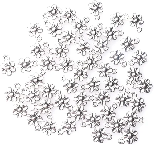 Miniatura 9 de Ruwado 50 dijes de flores pequeñas de metal, vintage, lindos colgantes de flores pequeñas vintage para hacer joyas, kit de pulseras, collares