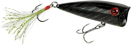 Miniatura 5 de Rebel Señuelo de pesca Pop-R con plumas Topwater Popper Plateado negro