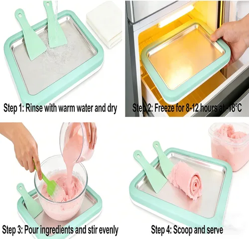 Miniatura 4 de Máquina de helados enrollados, máquina de helado instantáneo, sartén/rollo de gelato instantáneo, placa fría de acero inoxidable SUS304 de grado