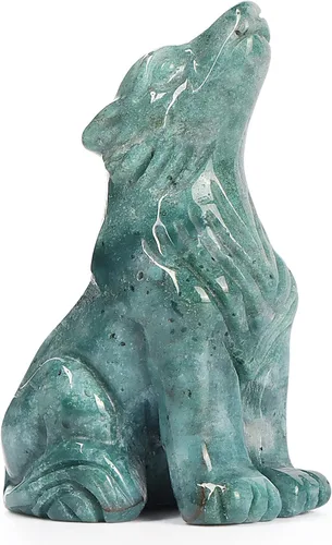 Miniatura 9 de Artistone Estatua de lobo de cristal de 2.0 pulgadas, piedra de sangre de dragón anhelada a mano, escultura de animal, piedra curativa