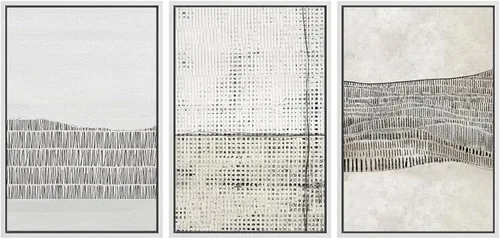Miniatura 239 de SIGNWIN Lienzo enmarcado para pared, arte con pinceladas de flujo neutro en tonos beige abstractos, ilustraciones, arte moderno, decorativo