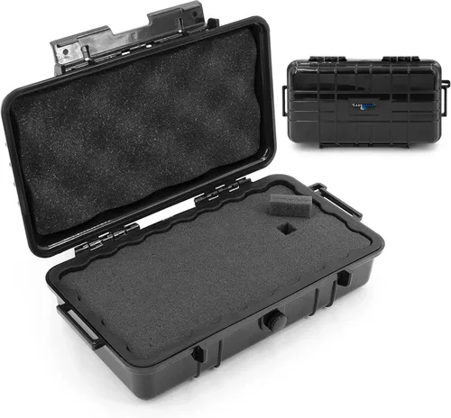 CASEMATIX Estuche rígido pequeño impermeable de 9.5 pulgadas con espuma personalizable para electrónica portátil, herramientas y accesorios, funda