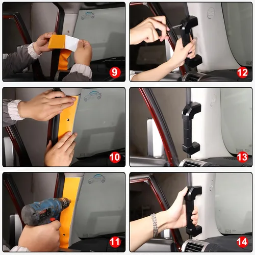 Miniatura 5 de Kit de repuesto de mango de agarre de pilar A para automóvil compatible con Toyot@ FJ Cruiser 2007-2021, mango de aleación de aluminio para Negro