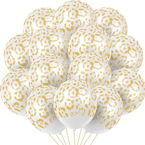 Miniatura 14 de Gejoy 36 globos dorados con estampado de guepardo de 12 pulgadas, globos con estampado de leopardo, safari, selva, animales, decoraciones de látex