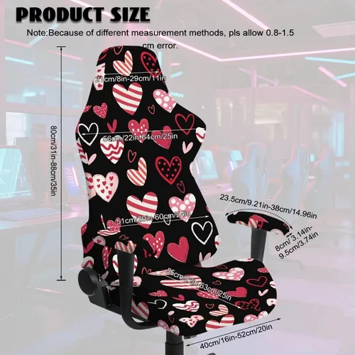 Miniatura 9 de Heart Gaming Chair Cover for Desk Chair Stretchy Armrest Covers Washable Ergonomic Office Seat Cover Dustproof Gaming Chairs Easy to Fit Home Office