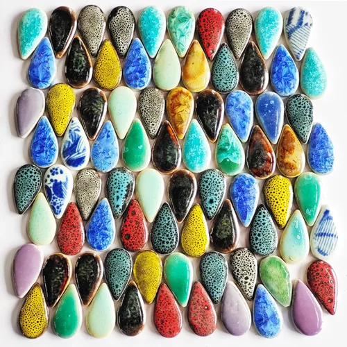 200 g Cerámica Azulejos de Mosaico Colores Aleatorios Forma Gotas de Lluvia Piezas de Cerámica para Manualidades DIY Decoración del Hogar (18x28mm)