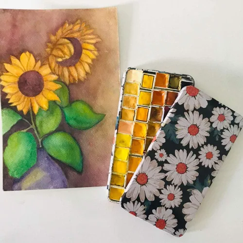 Miniatura 5 de Estuche de lata de paleta de acuarela con 40 piezas de sartenes vacías de plástico blanco con cuadrados magnéticos para transportar - Paleta