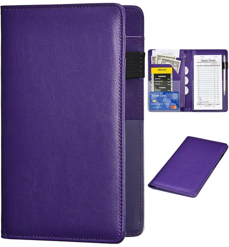 Miniatura 12 de Libreta organizadora para camarera Book&Waitstaff; de piel con brillos y cartera y bolsillo con cierre; lindo organizador con bolsillo para monedas