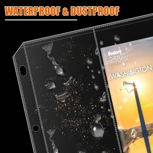 Miniatura 4 de Fundas plegadas para mapas, protector de mapa, página de sobres para carpetas de 3 anillas, soporte para folletos con bolsillos de 4.5 x 11