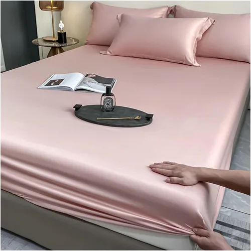 Miniatura 7 de OBONG Sábana bajera ajustable de tamaño queen, 100% Tencel Lyocell, Sábanas refrescantes suaves y sedosas, tejido de satén con bolsillo profundo