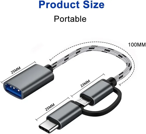 Miniatura 6 de Adaptador USB C/Micro USB a USB 2 en 1, cable adaptador USB a USB C OTG compatible con Samsung Galaxy S21 S22 S23 Note 20/10 A53, Google Pixel y más