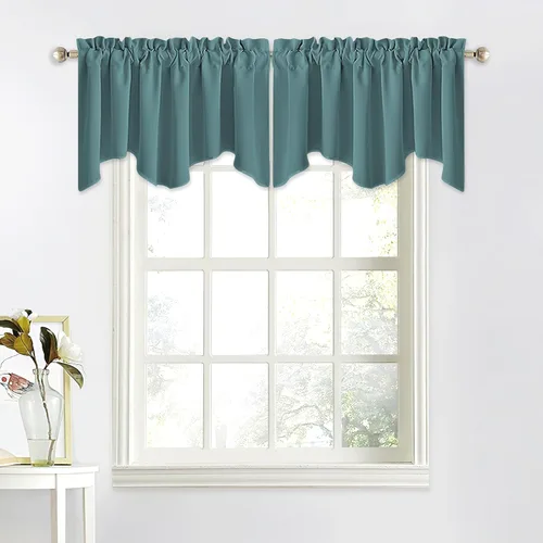 Miniatura 15 de NICETOWN Cenefa de ventana para dormitorio, ahorro de energía, bolsillo para barra, cenefa festoneada corta para ventana pequeña para lavandería
