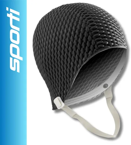 Miniatura 2 de Sporti Gorro de Natación de Burbujas, Gorro de Baño de Protección para Mujeres, Agarre Interior Antideslizante, Hecho de Látex/Goma y Mantiene