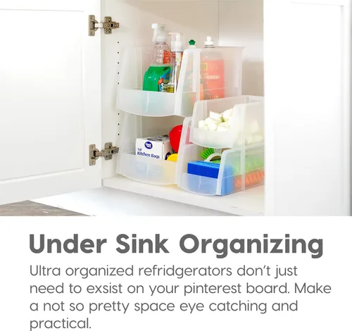 Miniatura 7 de IRIS USA Contenedores de almacenamiento de plástico transparentes apilables, X Grande - Paquete de 4, Organizador de cocina, despensa, armario