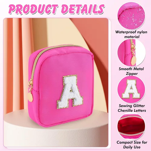 Miniatura 3 de Mini bolsa de maquillaje para bolso, bolsa de felpilla pequeña de nailon, bolsa de cosméticos de viaje, bolsa organizadora de artículos de tocador