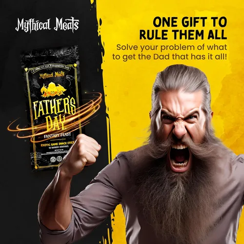 Miniatura 5 de Mythical Meats Paquete de regalo de fiesta de fantasía para el Día del Padre, 10 palitos exóticos al azar y bocadillos de carne de res, carnes secas