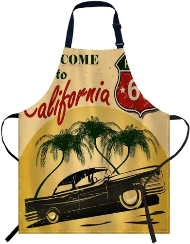 oFloral California - Delantal de palmera para automóvil, unisex, ajustable, delantal de chef de cocina, para mujeres y hombres, para cocina en casa,