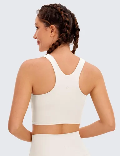 Miniatura 2 de CRZ YOGA Butterluxe - Brasier deportivo de cuello alto y espalda cruzada para mujer, camiseta corta acolchada para entrenamiento con brasier