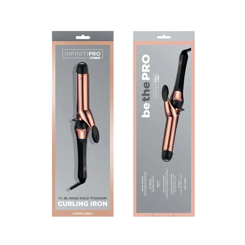 Miniatura 7 de INFINITIPRO BY CONAIR Rizador de titanio de oro rosa de 1 1/4 pulgadas, barril de 1 ¼ de pulgada produce rizos sueltos, para uso en cabello mediano