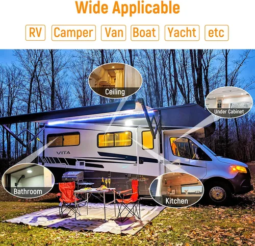 Miniatura 4 de Paquete de 8 luces LED de 12 voltios en forma de disco para RV, montaje empotrado en el techo, luz de techo de 7 cm, luz de techo de 12 V