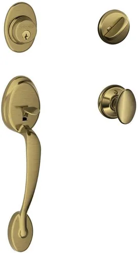 Miniatura 33 de Schlage F60 PLY 619 GEO - Set de manija de cilindro simple Plymouth y pomo Georgian, níquel satinado