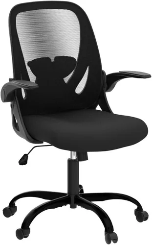 Miniatura 5 de Primy Silla de Oficina Ergonómica Silla de Escritorio con Reposabrazos Abatibles Silla de Escritorio Giratoria de Malla Transpirable para Negro