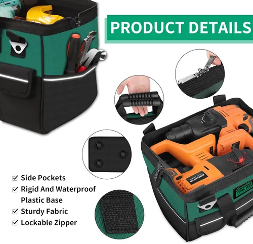 Miniatura 7 de GrenPRO Bolsa organizadora de herramientas para hombres, bolsas de herramientas pequeñas de boca ancha, bolsa de herramientas de mango suave de 13.5