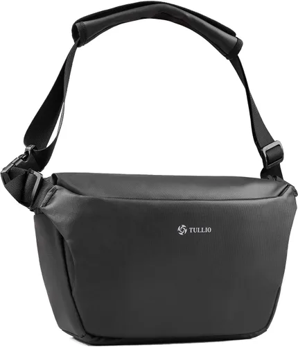 TULLIO Bolsa cruzada para cámara, bolsa de hombro, bonita funda expandible impermeable para cámaras DLSR SLR sin espejo, color negro