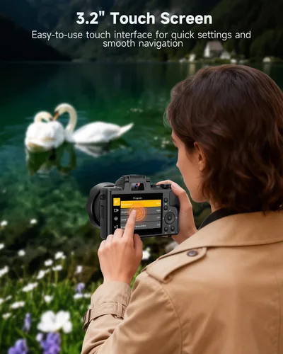Miniatura 7 de Cámaras digitales 8K para fotografía, cámara de vlogging WiFi de 88 megapíxeles con enfoque automático para YouTube con lente para selfies, cámara