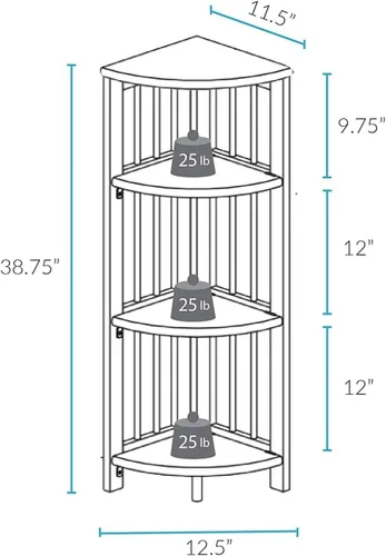Miniatura 3 de Estantería de esquina plegable de 4 estantes Casual Home, blanca Blanco