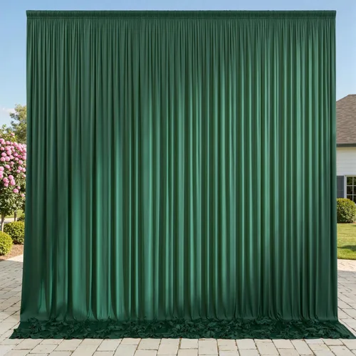 Miniatura 13 de Cortinas de telón de fondo granate de 10 pies x 10 pies sin arrugas para fiestas, 2 paneles de cortinas de telón de fondo de poliéster sedoso