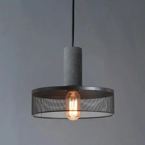 Miniatura 4 de Lámpara colgante de hormigón con pantalla de jaula de hierro, luz de suspensión de malla metálica retro, lámpara colgante de cemento para cocina